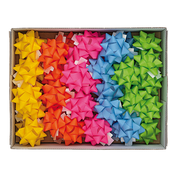 Stelle di nastro ecocolor 20mmxdiam. 9cm colori assortiti primavera Brizzolari conf. 36 pezzi